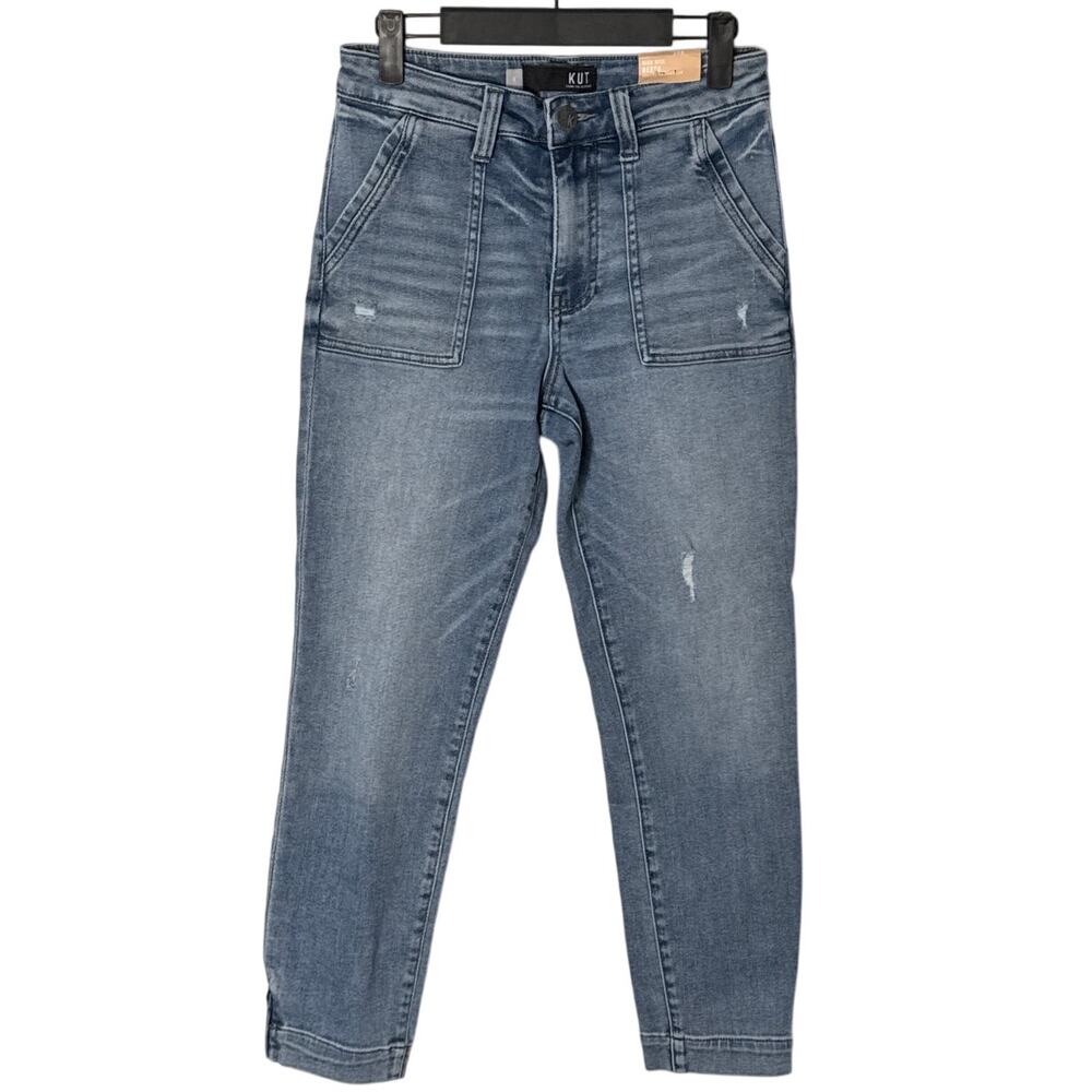 NWT Kut From The Kloth Reece High Rise Ankle Straight Leg Jeans Medium Wash Sz 4